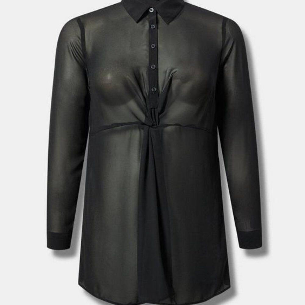 Torrid Chiffon Twist Front tunic Deep Black Size 5 (28) NWT - Picture 4 of 10